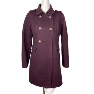 FLAWED Ann Taylor Loft Military Button Wool Double Breasted Pea Coat 4P Petites
